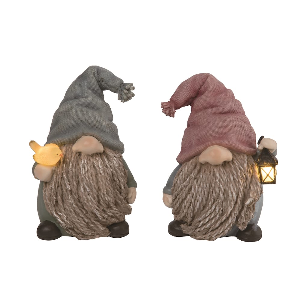 Transpac Resin Light Up Braided Gnome Set of 2 Spring Home Decorations
