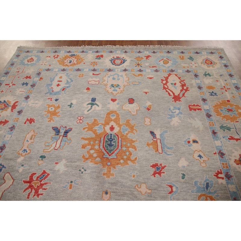 All-Over Oushak Area Rug Wool Carpet - 7'11"x 9'9"