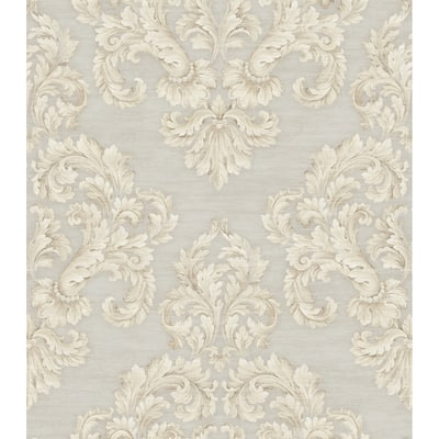 Seabrook Designs Zorica Acanthus Leaf Damask Unpasted Wallpaper