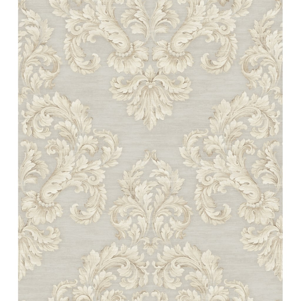Seabrook Designs Zorica Acanthus Leaf Damask Unpasted Wallpaper
