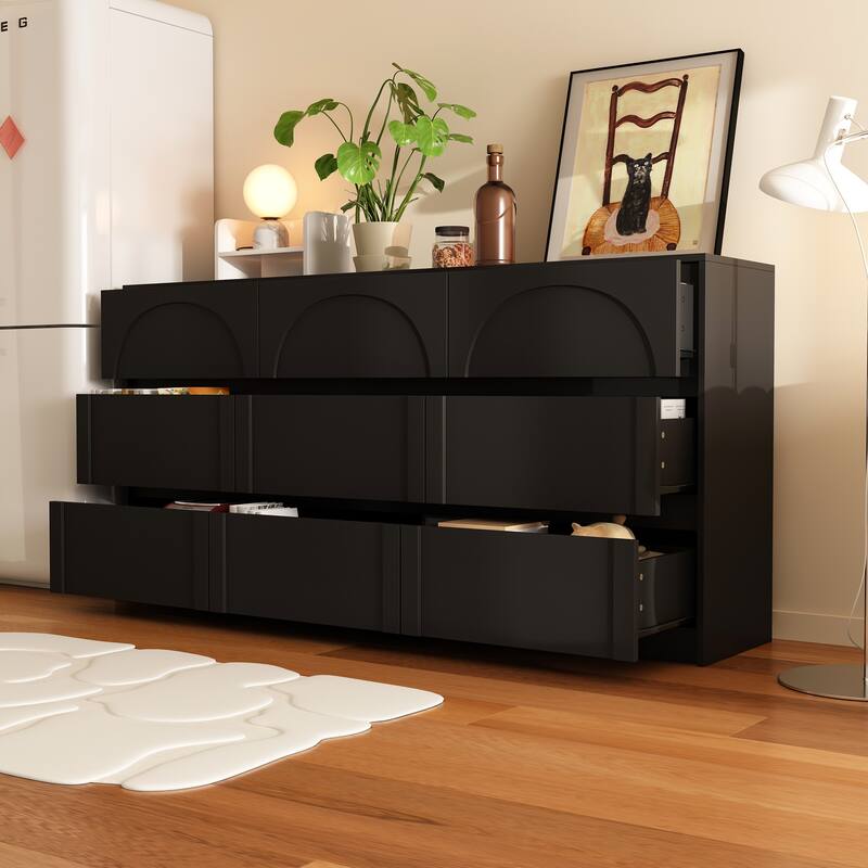 White 9-Drawer Dresser with Modern Design and Safety Features