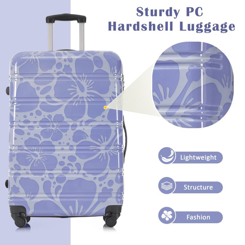 3-Piece, Modern Luggage Sets, Lightweight Luggage with Silicone Handles and Combination Lock, for Boarding Travel, Blue