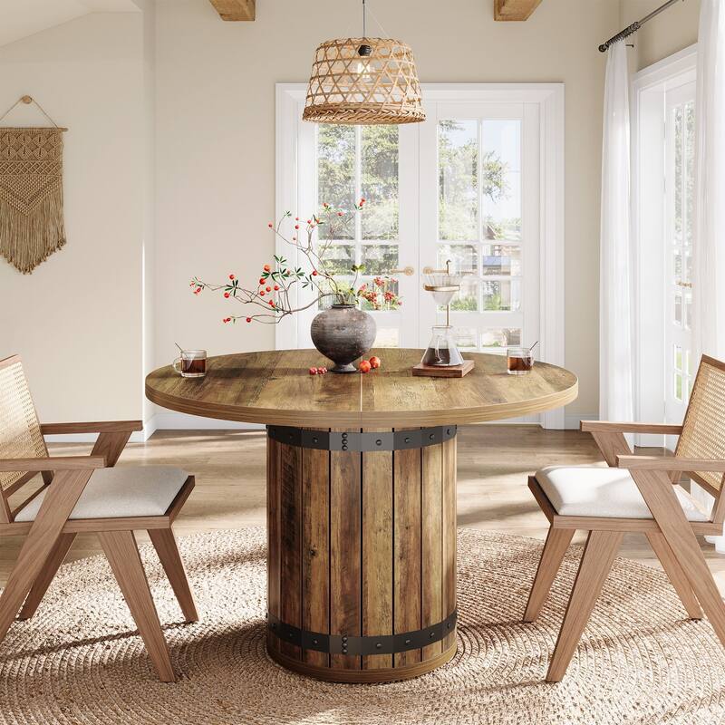 Farmhouse Round Dining Table , 39.37-Inch Dining Table