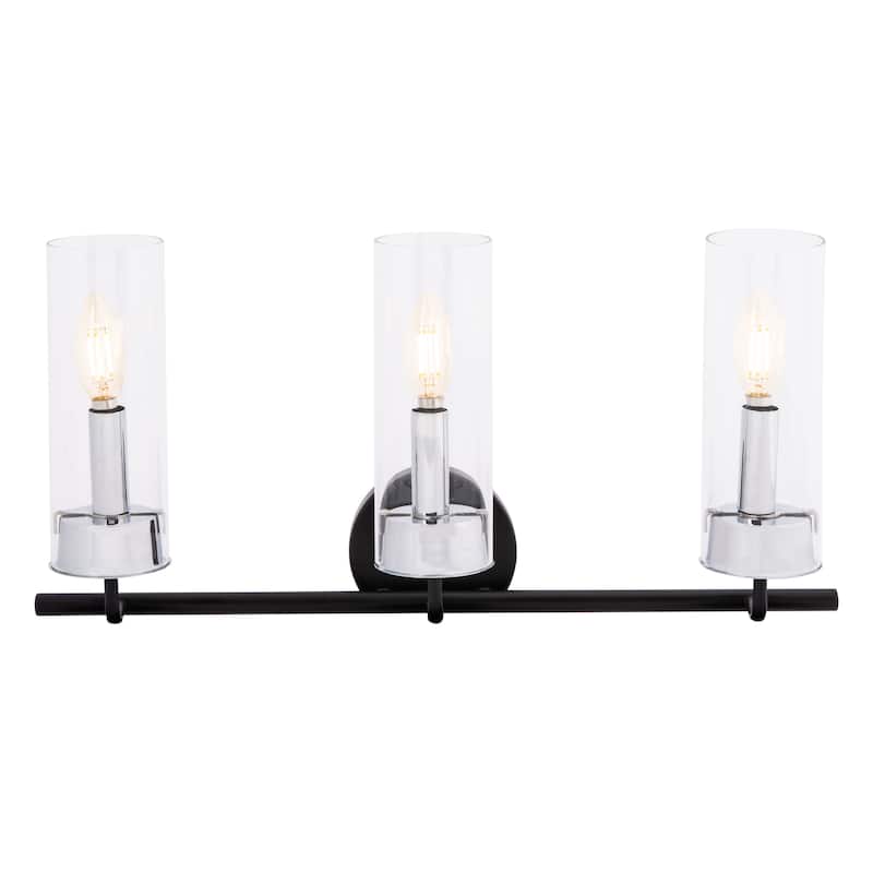 SAFAVIEH Lighting Remery 3-light LED Vanity Sconce - Matte Black/Chrome - 22"W x 6"D x 12"H