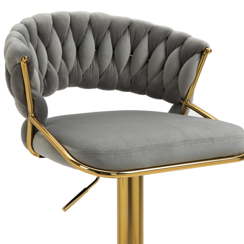 Set of 4 Modern Velvet Adjustable Bar Stools with Backs
