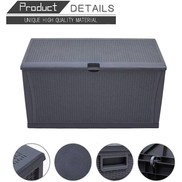 SUNCROWN 120 Gallon Deck Box Outdoor Resin Wicker Storage Container