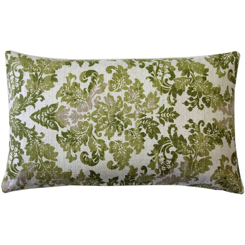 Calliope Green Damask Pattern 12x20 Throw Pillow - Cover Only