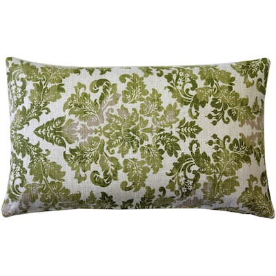 Calliope Green Damask Pattern 12x20 Throw Pillow