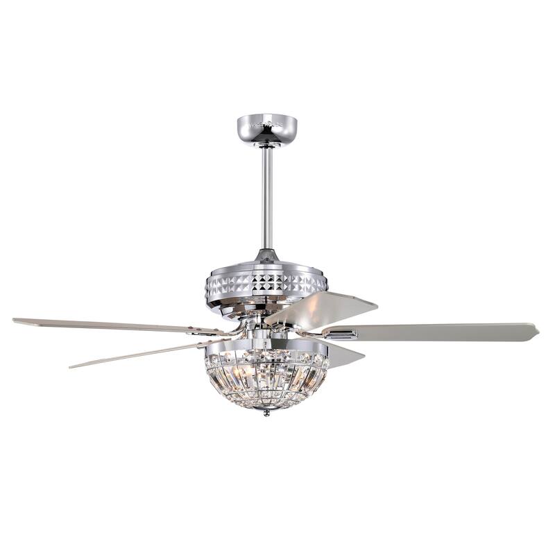 Alora 52 Inch Chrome Polished Finish Glam-Modern Style Crystal Ceiling Fan with Remote