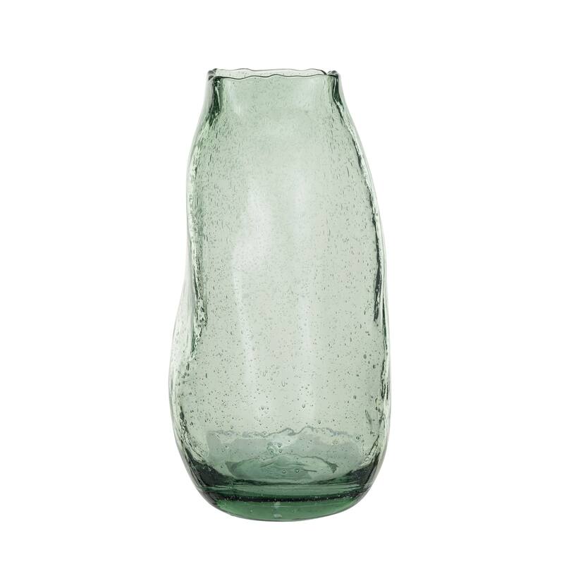 Glass Organic Shaped Marbled Vase - Green - 5.5"L x 5.5"W x 10.6"H