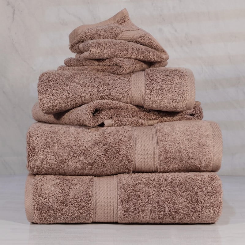 Superior Egyptian Cotton Pile Heavyweight 6-Piece Towel Set - 6-Piece Set - Muted Mauve