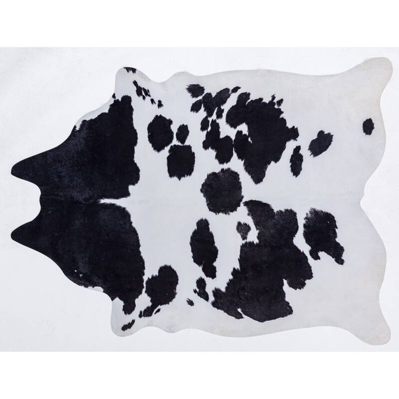 Rio Collection Black/White Faux Cowhide Printed Rug - 5'0'' X 6'6'' - Spotted Black/White