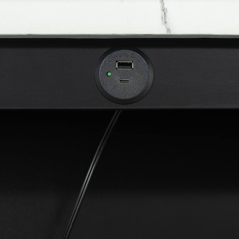 DH BASIC 3-Piece Black 3-Shelf Counter Height Dining Set with USB Ports by Denhour