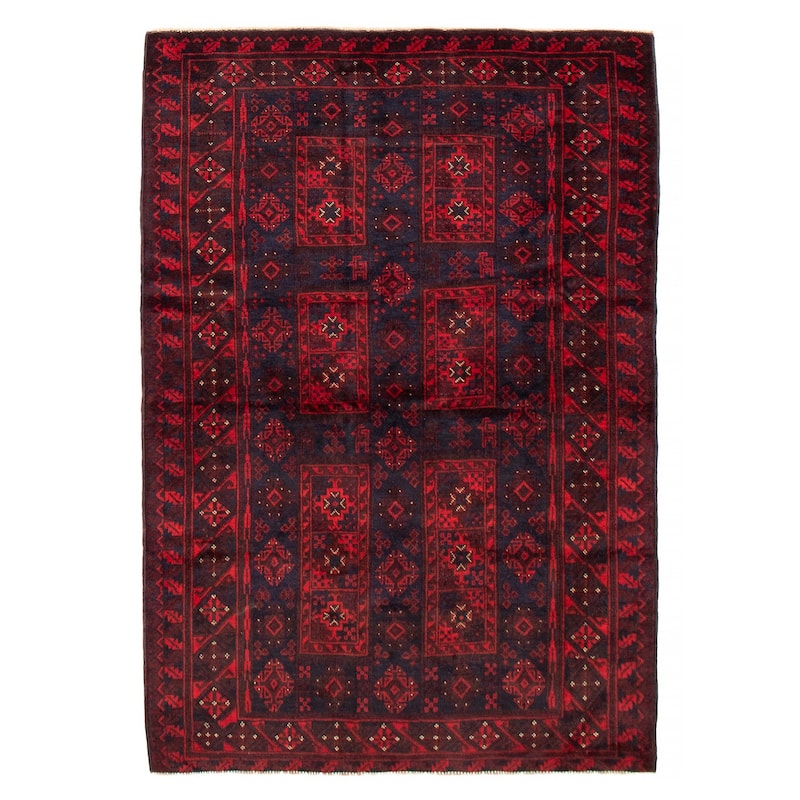 Teimani Red Rug 4'6" x 6'8" - 4'6 x 6'8 - Red - 4'6 x 6'8