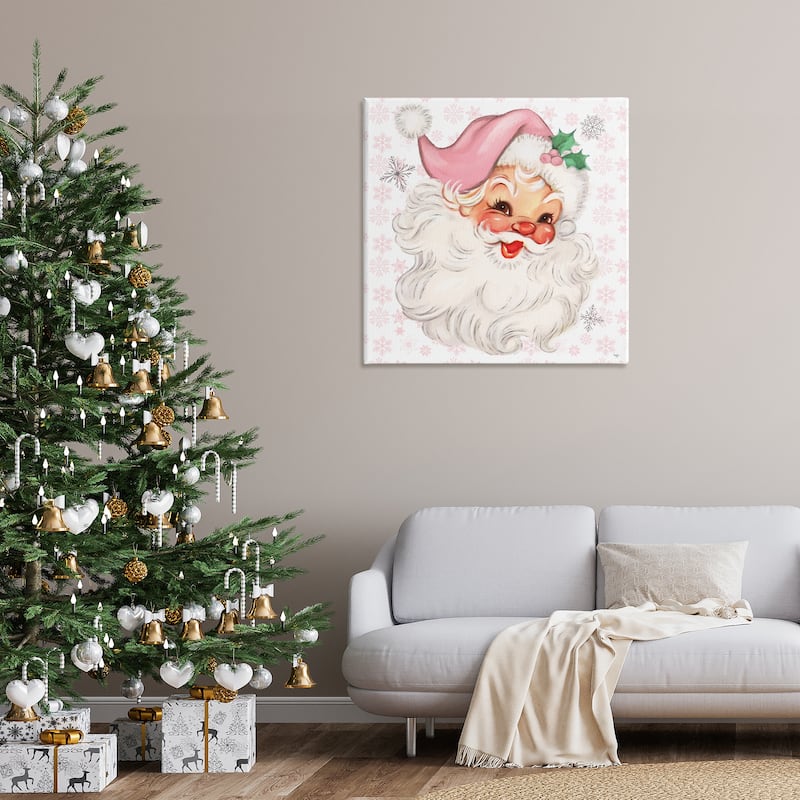 Stupell Pastel Vintage Jolly Santa Canvas Wall Art Design By Mollie B.