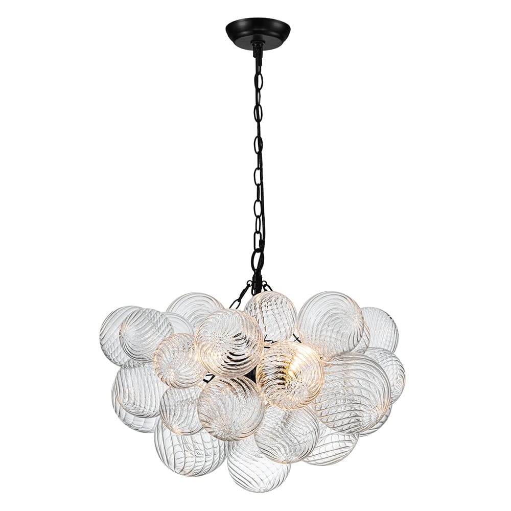 Luxury Ribbed Glass Globe Cluster Bubble Chandelier - Brass, Nickel
