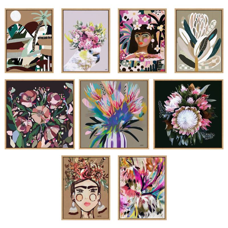 Kate and Laurel Sylvie Warm Offbeat Framed Canvas by Inkheart Designs