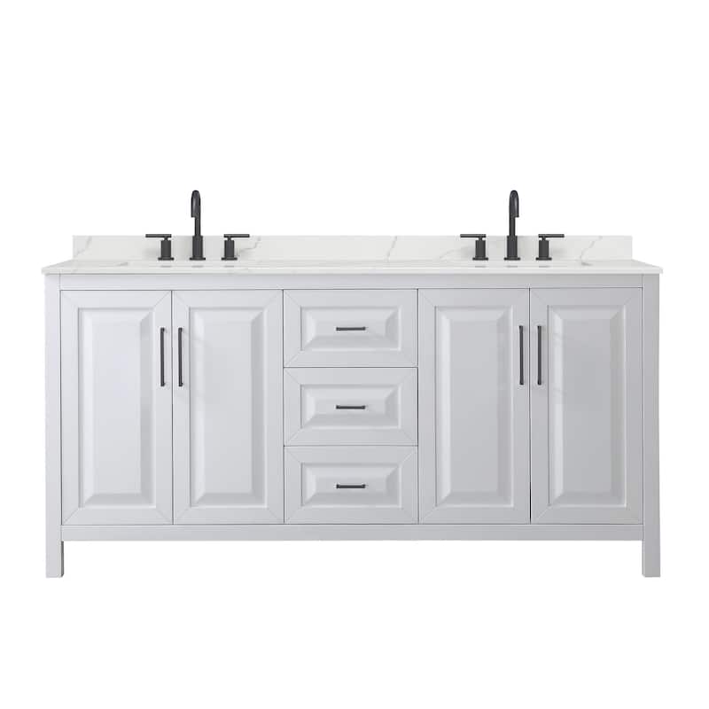 Daria 72-inch Double Vanity, 3 Hole Quartz Top