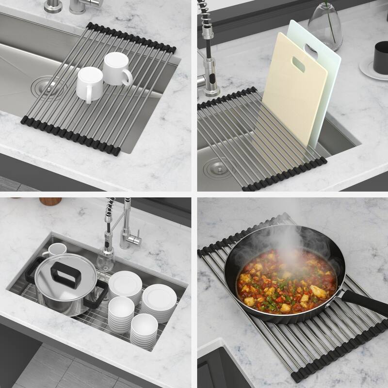 Kitchen Sink, 27 Inch Undermount Sink 5.5-Inch Single Bowl 16 Gauge Stainless Steel 27x18x5.5 Inch Handmade Sinks Basin