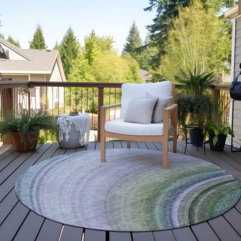 Machine Washable Indoor/ Outdoor Chantille Abstract Wave Rug
