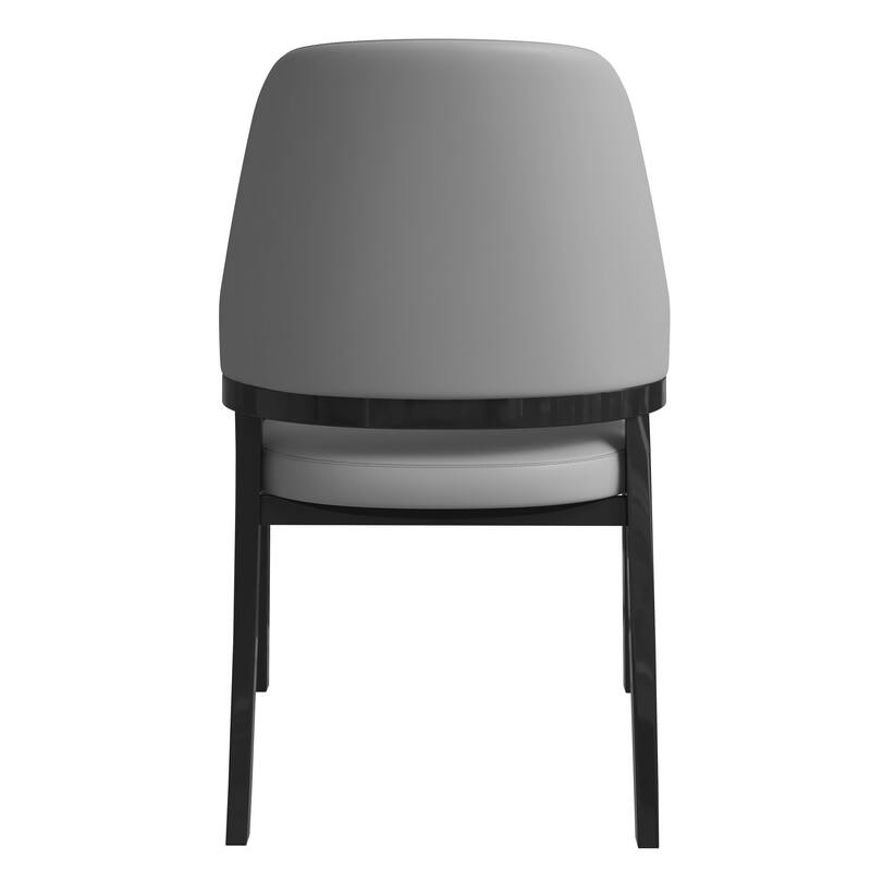 Ethora Leather Dining Chair with Curved Open Back and Rubberwood Legs Set of 4