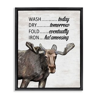 Stupell Funny No Ironing Laundry Framed Floater Canvas Wall Art Design ...