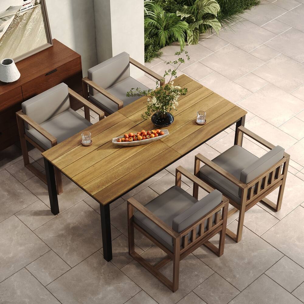 Christopher Knight Home Outdoor Rustic Acacia Wood 5-Piece Dining Sets