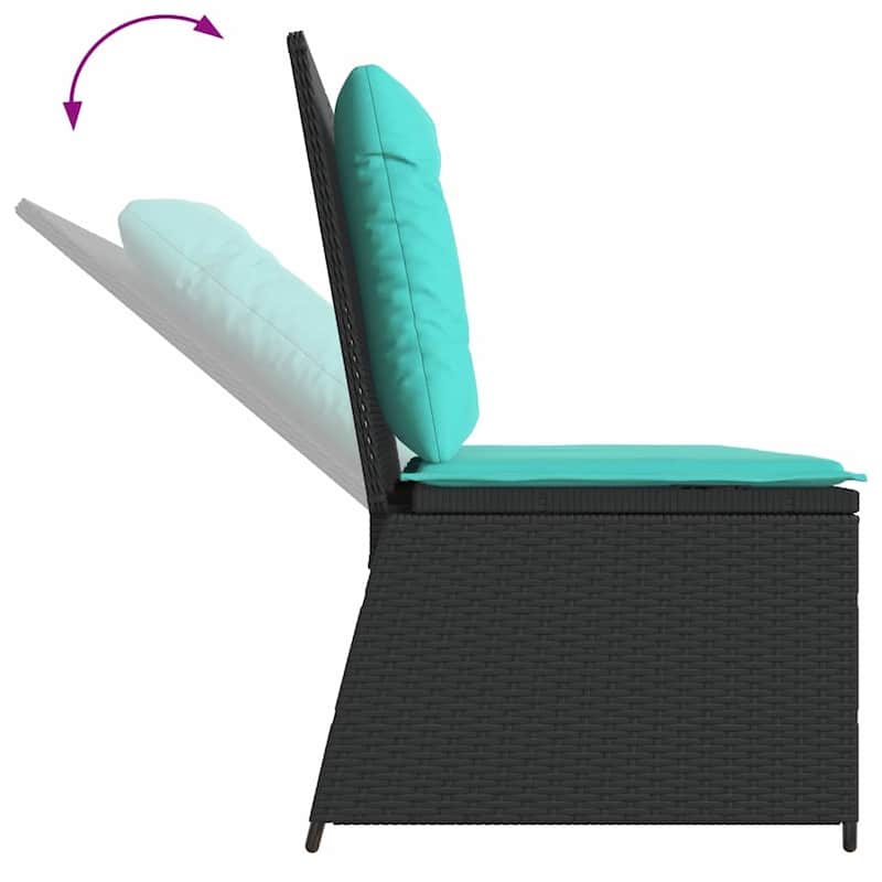 vidaXL Garden Bench with Cushion Brown Poly rattan - 26 x 43 x 37