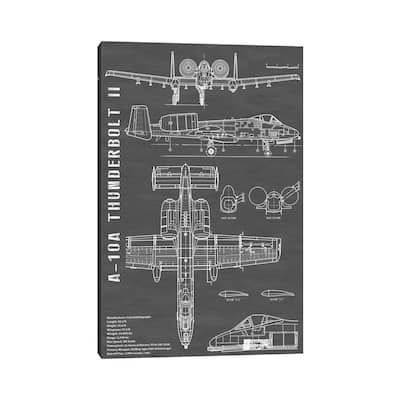 iCanvas "A-10 Thunderbolt II (Warthog) Airplane In Black - Portrait" by Action Blueprints Canvas Print