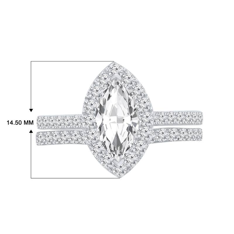 Auriya 1 1/2ctw Marquise Halo Diamond Engagement Ring Set 14k Gold