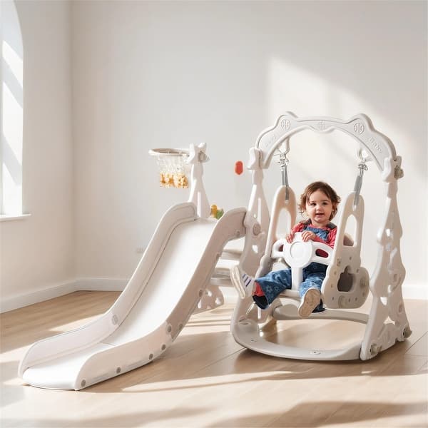 slide 2 of 39, Slide and Swing Set 3 in 1, Kids Playground Climber Swing Playset