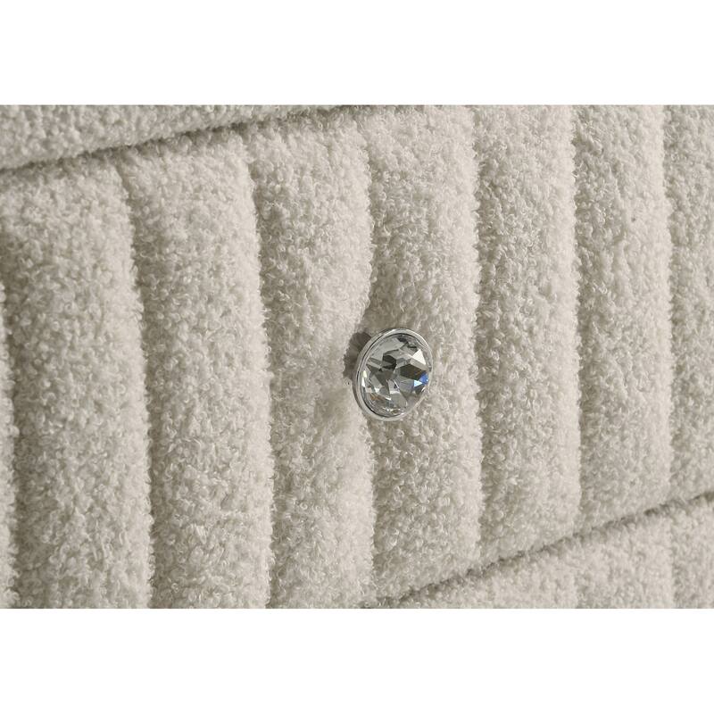 Santiago Ivory 2-drawer Upholstered Nightstand Bedside Table