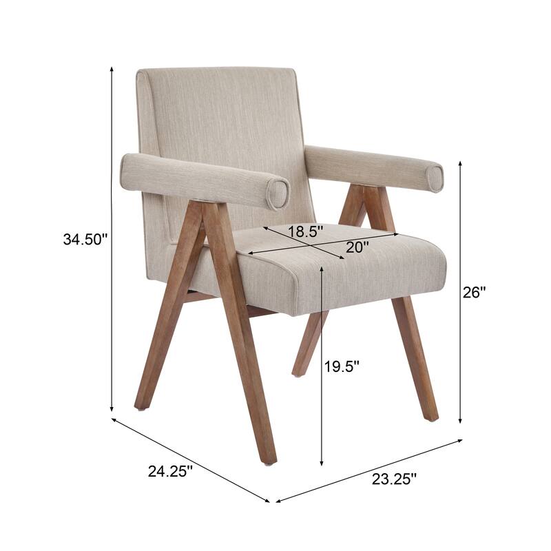 Roomfitters Modern Fabric Dining Armchair with Cushioned Seat, Mid-Century Accent Chair for Dining or Living Spaces