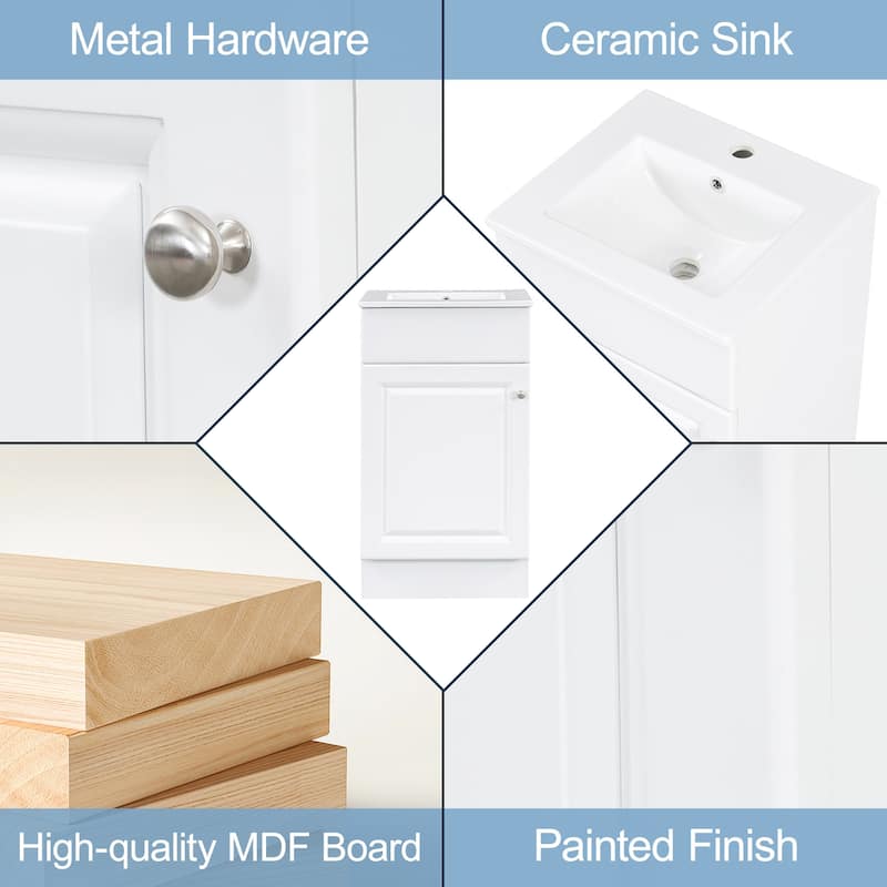 18"Freestanding Bathroom Vanity with Ceramic Sink