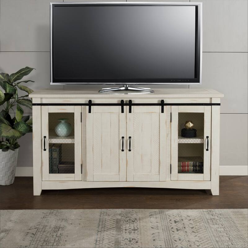 Rustic Farmhouse 65-Inch Wide Solid Wood TV Stand