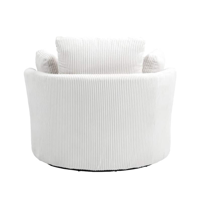 Indoor Corduroy Swivel Chair with Pillows