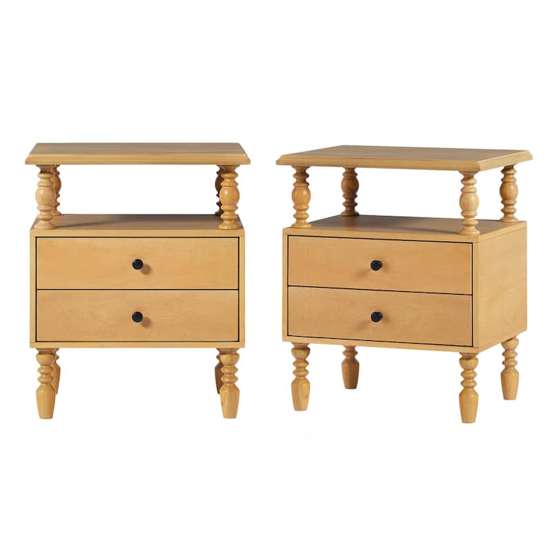 Walker Edison Easy Assembly Solid Wood 2-Drawer Nightstand (Set of 2)