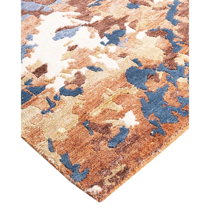 Modern One-of-a-Kind Hand-Knotted Area Rug - Ivory, 8' 2" x 10' 1" - 8' 2" x 10' 1"