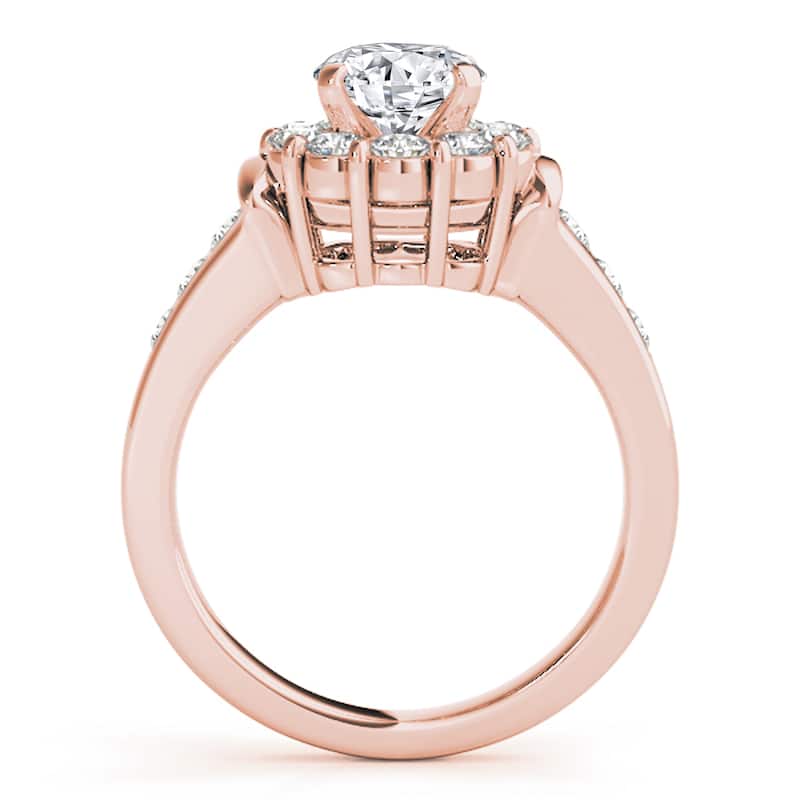 Auriya 14k Rose Gold Lab Grown Round Diamond Halo Engagement Ring 0.50 to 5.00 ct. tw. (F-G VS)