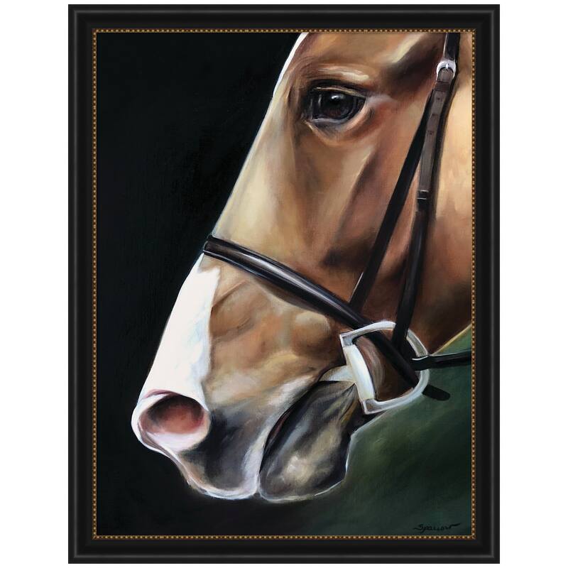 Kate and Laurel Chestnut Horse by Mary Sparrow Framed Wall Art Print - 34 x 44 - Black