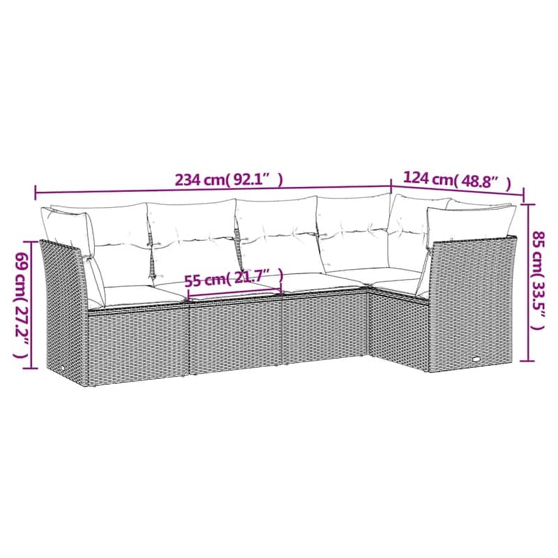vidaXL Garden Sofa Set Black, Cream White