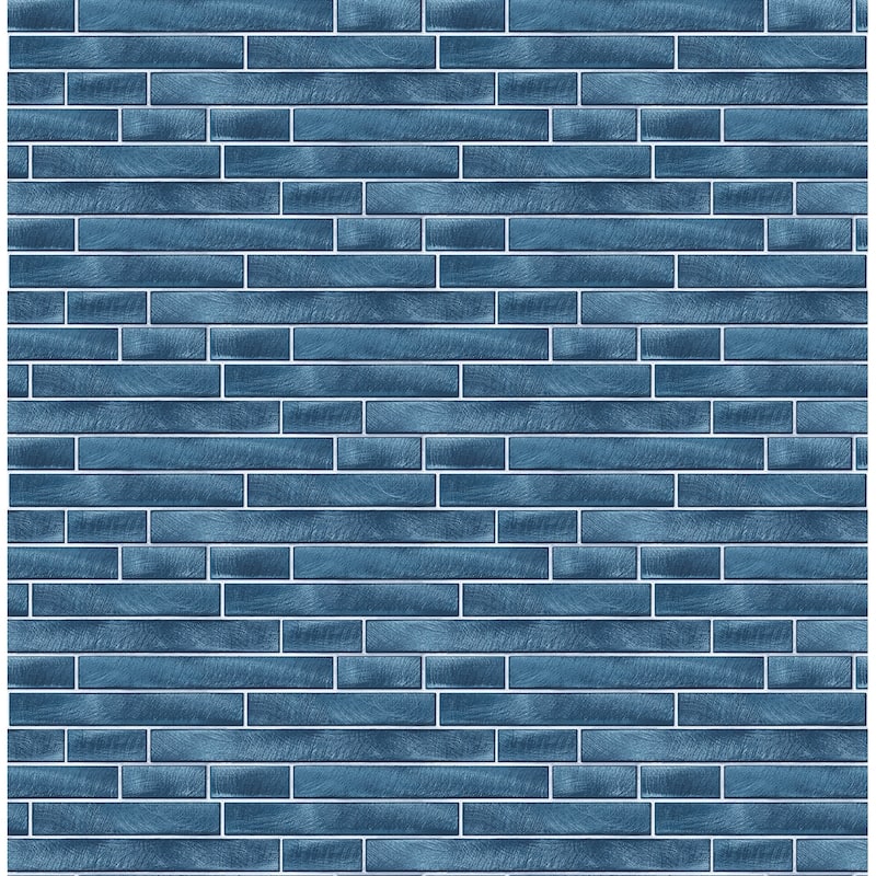 NextWall Brushed Metal Tile Peel and Stick Removable Wallpaper