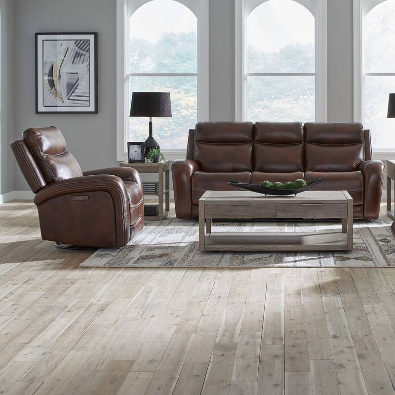 Liberty Furniture Blair Living Room Power Leather Sets - Sofa, Recliner, Loveseat - Sofa, Recliner Cognac Leather