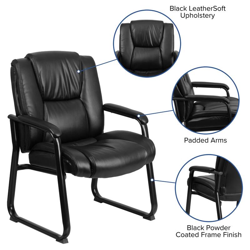 Big & Tall 500 lb. Rated LeatherSoft Tufted Executive Chair - Sled Base