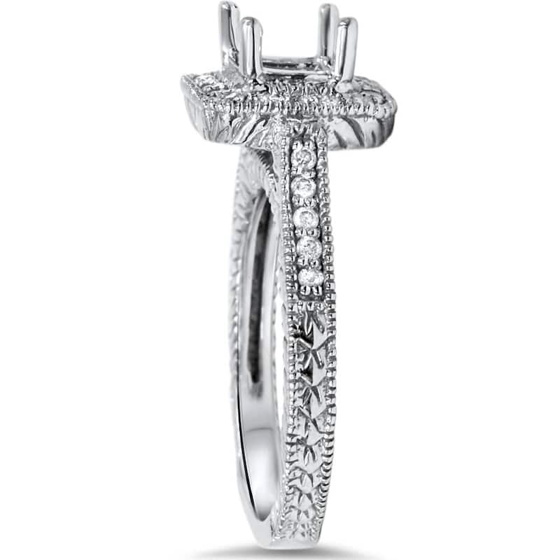 1/3ct Vintage Princess Cut Engagement Ring Setting White Gold