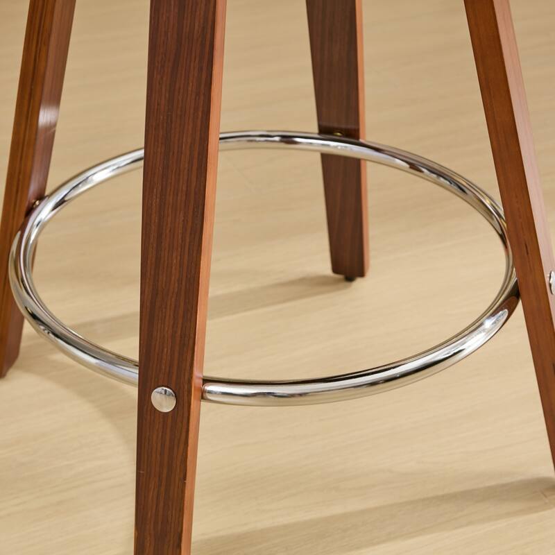 GDF Studio - Halden Mid-Century Swivel Wood Bar Stools with Soft Cushion Seat (Set of 2)