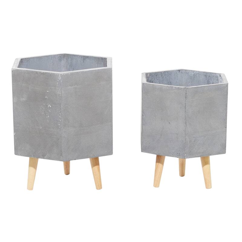 Ceramic Contemporary Planter (Set of 2) - S/2 15", 17"H
