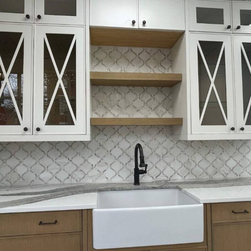 Tahitian Pearl 14in x 14.5in Glass Mosaic Backsplash Wall Tile