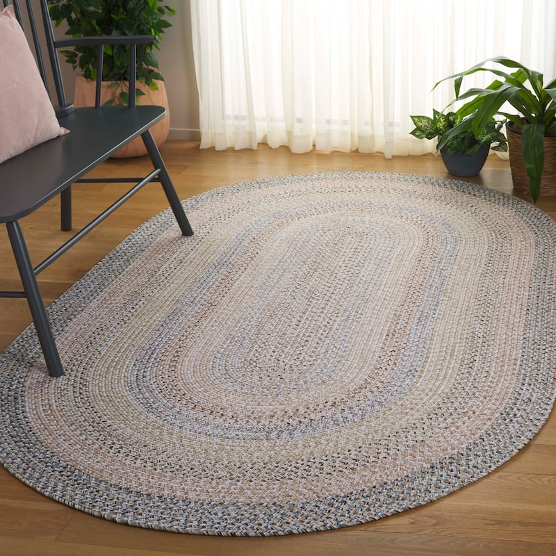 SAFAVIEH Handmade Braided Hrodny Machine Washable Country Rug - Beige/Light Grey - 4' x 6' Oval - Oval