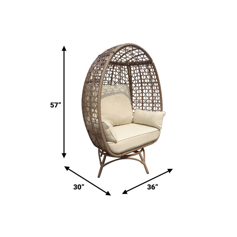 Rio Vista Sandstone Swivel Egg Chair with Cushions - 30" L x 36" W x 57" H